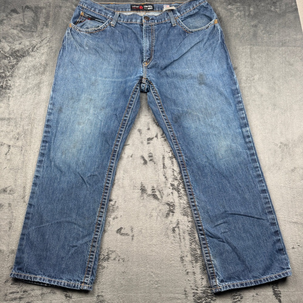 Ariat FR M4 Boot Cut Jeans Mens 40x30 Flame Resistant Blue Denim Good